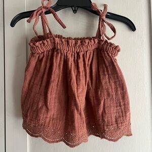 Jamie Kay Rust Sleeveless Top with Eyelet Scalloped Hem